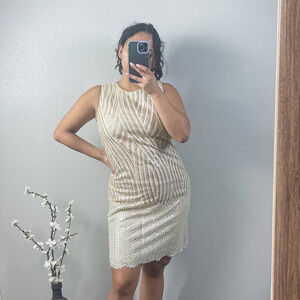 Belle Badgley Mischka Phoebe Mini Gold Sequin Dress Size 4